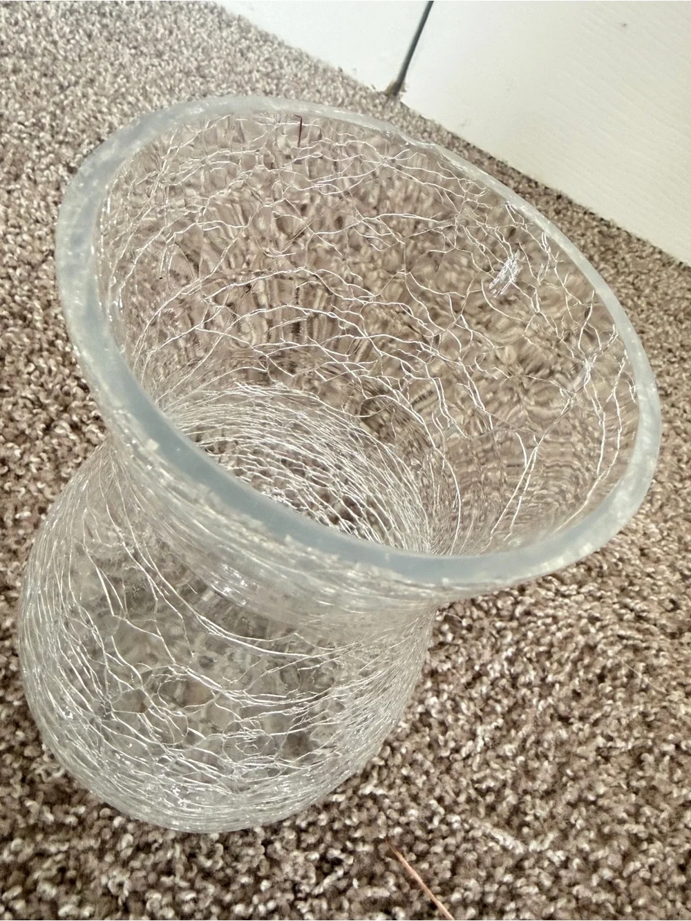 Clear Crackle Glass Decorative Vase - Elegant Home Accent